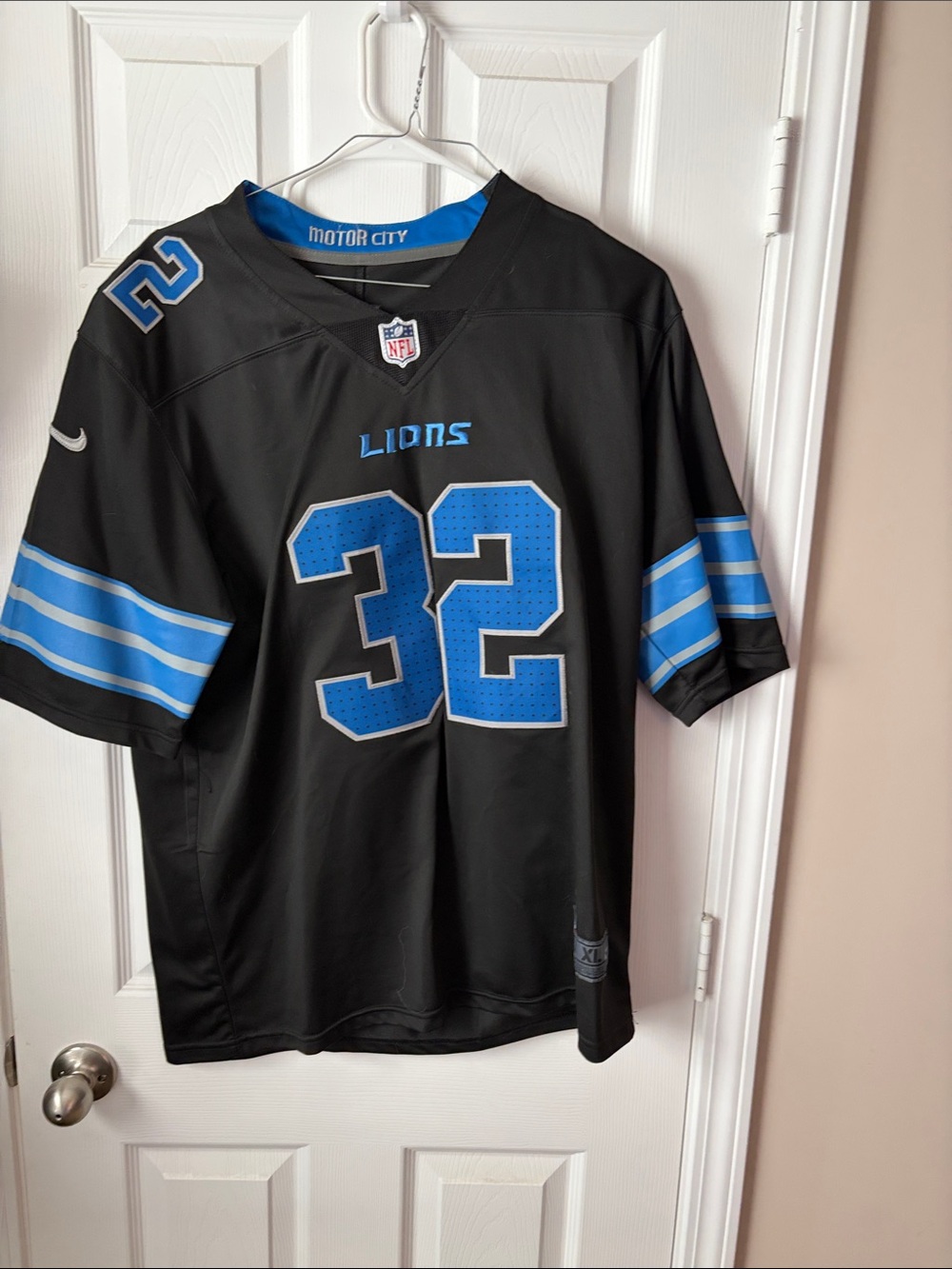 NFL Detroit Lions #32 Black and Blue Jersey